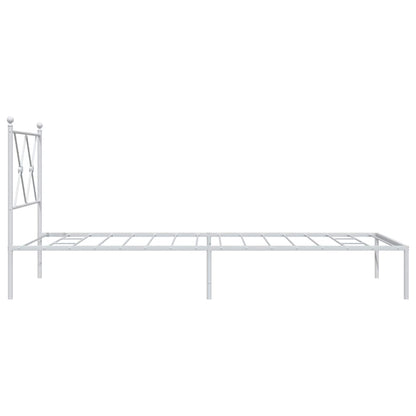 Metal Bed Frame without Mattress with Headboard White 90x190cm