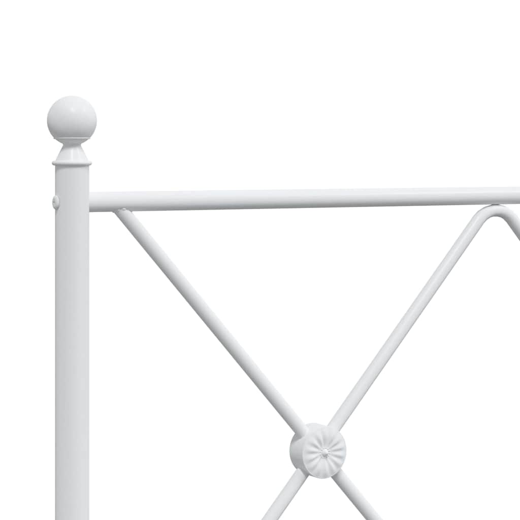 Metal Bed Frame without Mattress with Headboard White 90x190cm