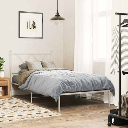 Metal Bed Frame without Mattress with Headboard White 90x190cm