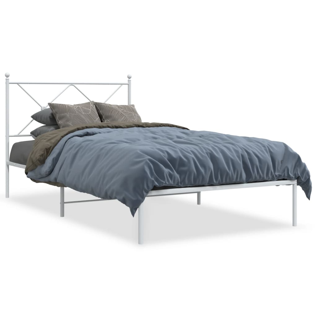 Bed Frame | White | Powder-coated Steel | Single |  Durable  | Bed Frame