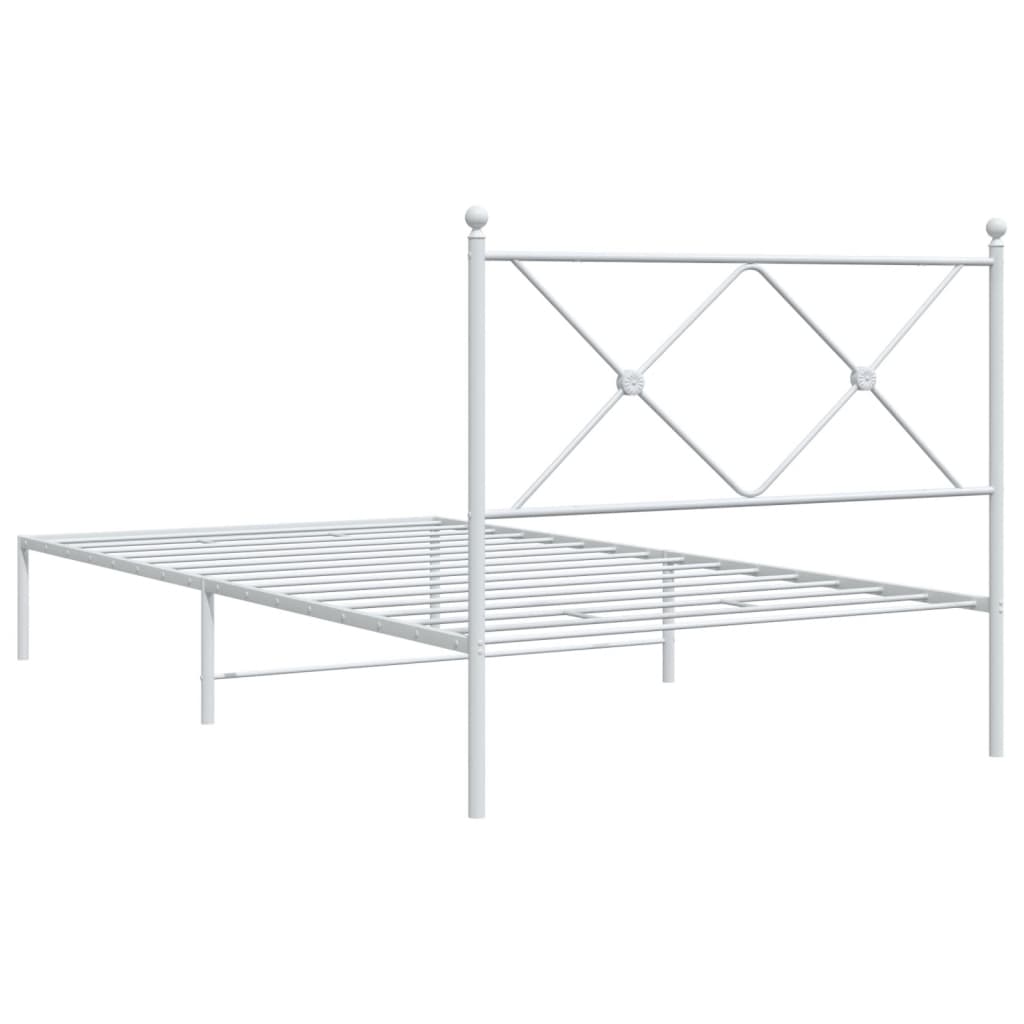 Bed Frame | White | Powder-coated Steel | Single |  Durable  | Bed Frame