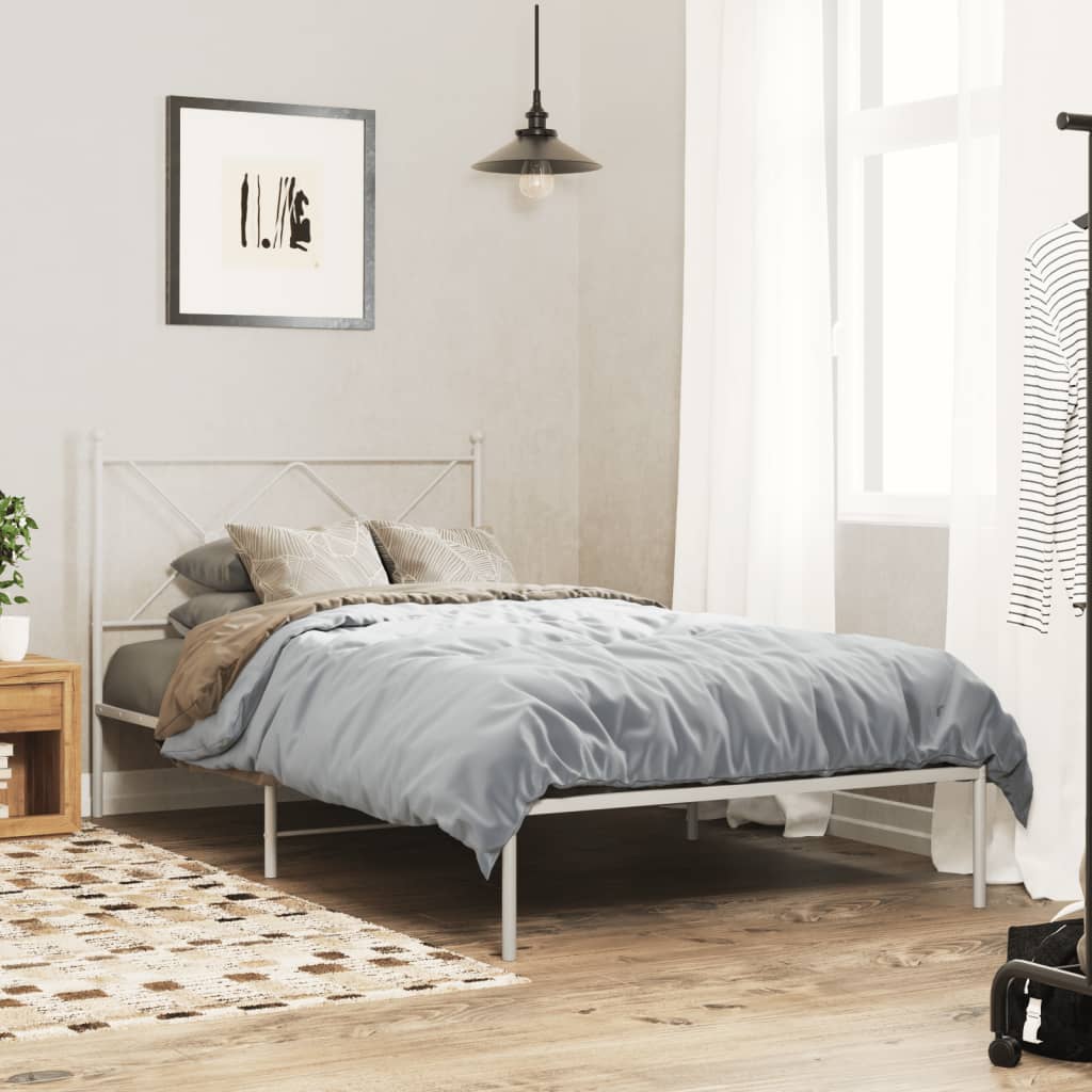 Bed Frame | White | Powder-coated Steel | Single |  Durable  | Bed Frame
