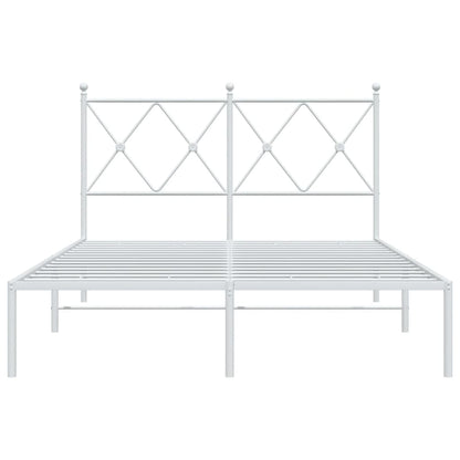 Metal Bed Frame without Mattress with Headboard White 120x190cm