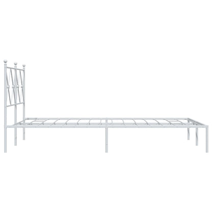 Metal Bed Frame without Mattress with Headboard White 120x190cm