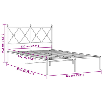 Metal Bed Frame without Mattress with Headboard White 120x190cm