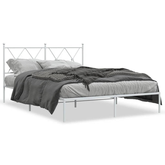 Bed Frame | White | Steel | Double | Bed Frame | Rectangular | Modern