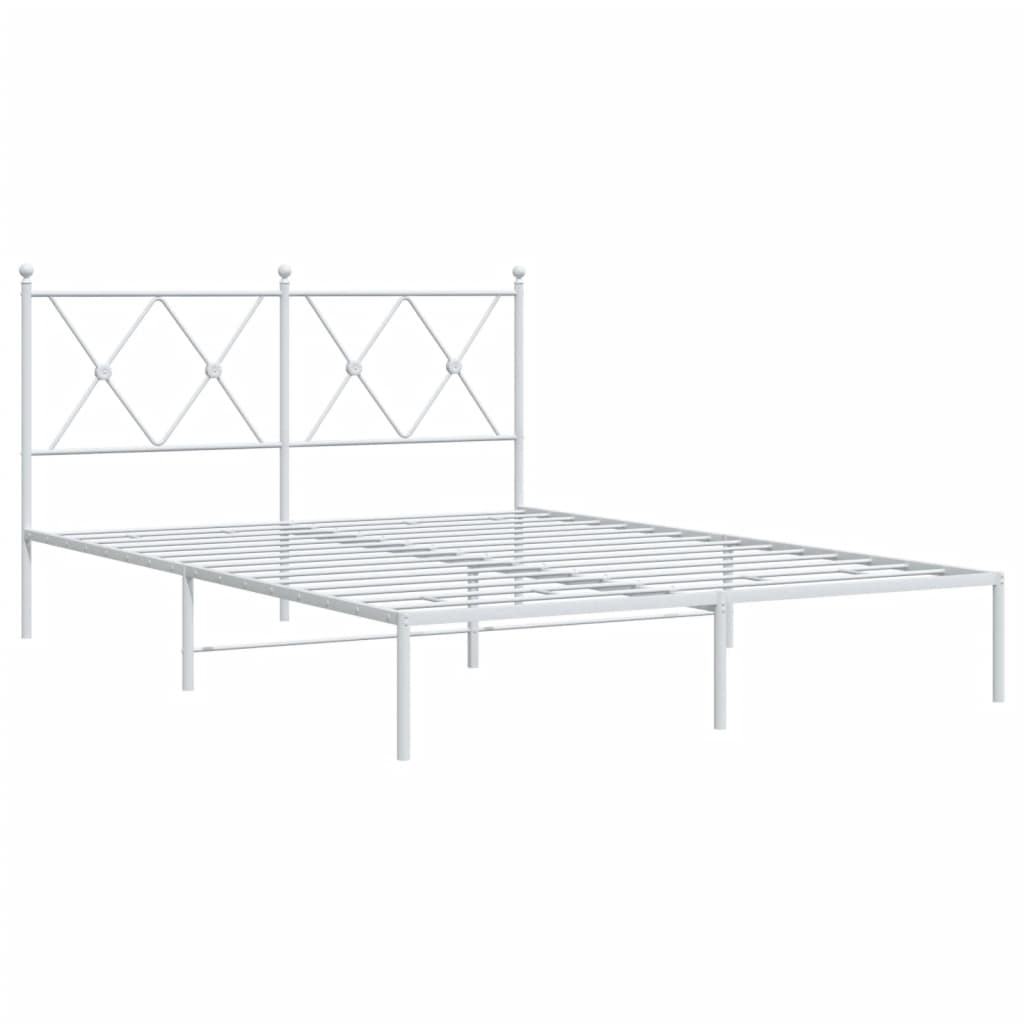 Metal Bed Frame without Mattress with Headboard White 140x190cm