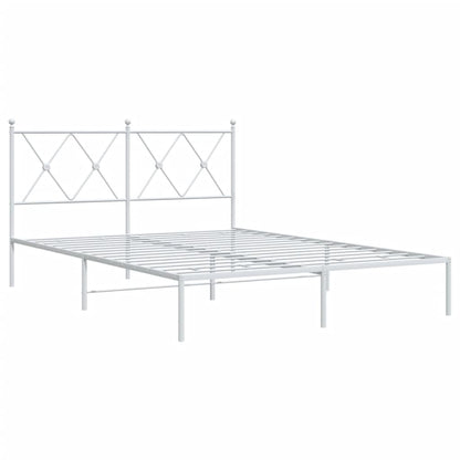 Metal Bed Frame without Mattress with Headboard White 140x190cm