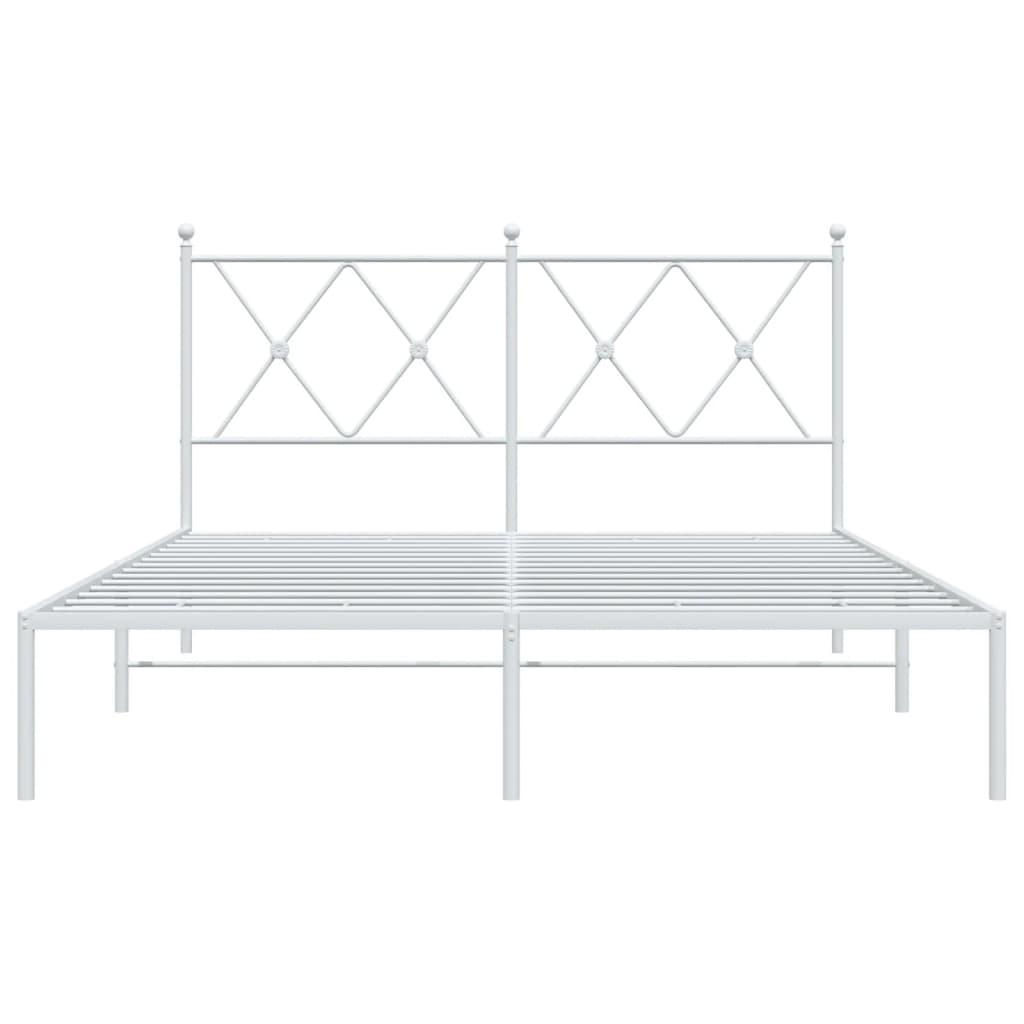 Metal Bed Frame without Mattress with Headboard White 140x190cm