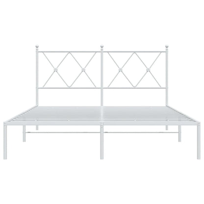 Metal Bed Frame without Mattress with Headboard White 140x190cm