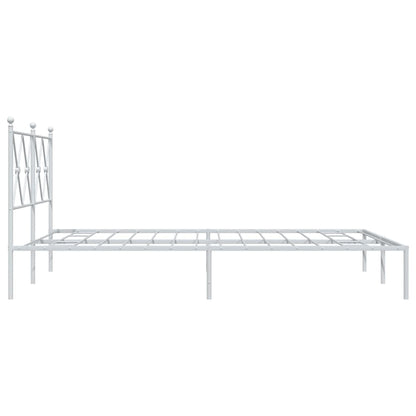 Metal Bed Frame without Mattress with Headboard White 140x190cm
