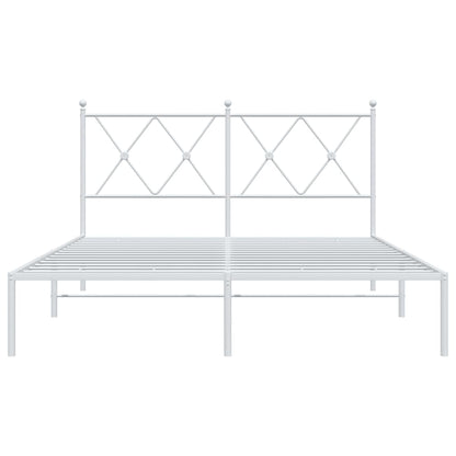 Metal Bed Frame without Mattress with Headboard White 140x200cm