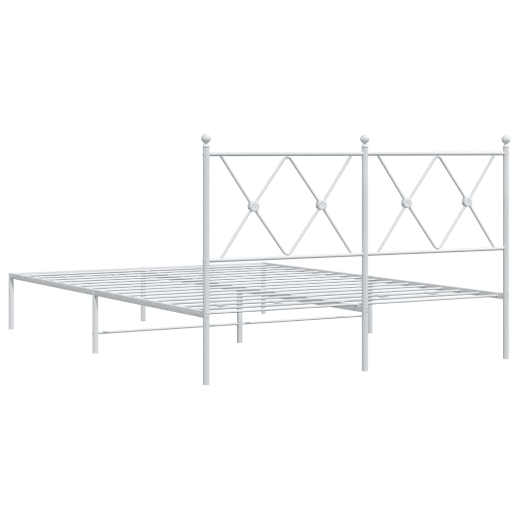 Metal Bed Frame without Mattress with Headboard White 140x200cm
