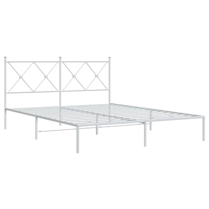 Metal Bed Frame without Mattress with Headboard White 150x200cm