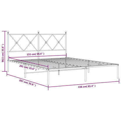 Metal Bed Frame without Mattress with Headboard White 150x200cm