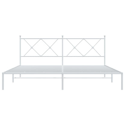 Metal Bed Frame without Mattress with Headboard White 180x200cm