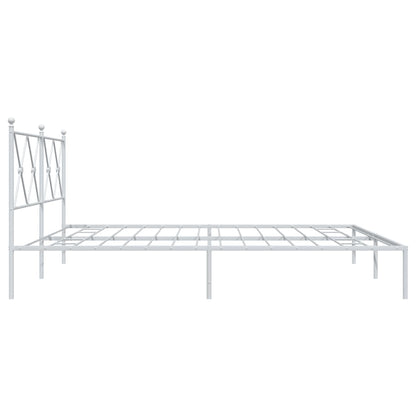 Metal Bed Frame without Mattress with Headboard White 180x200cm