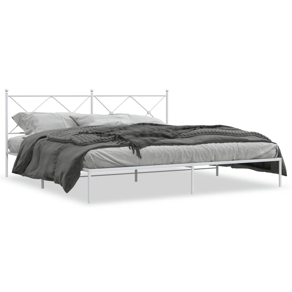 Bed Frame | White | Powder-Coated Steel | Double | Bed Frame