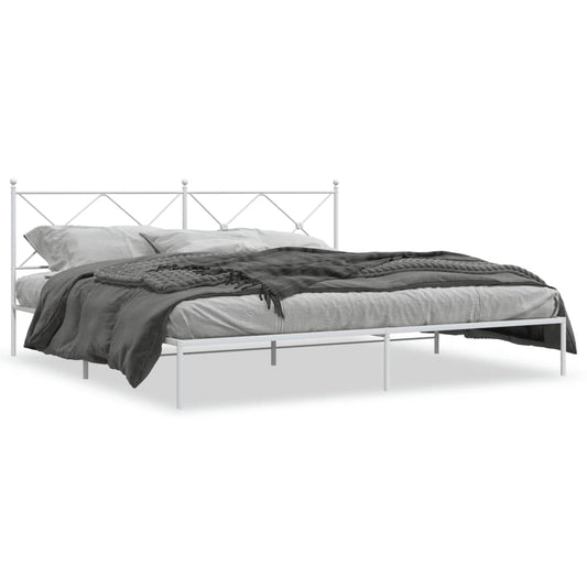 Bed Frame | White | Powder-Coated Steel | Double | Bed Frame