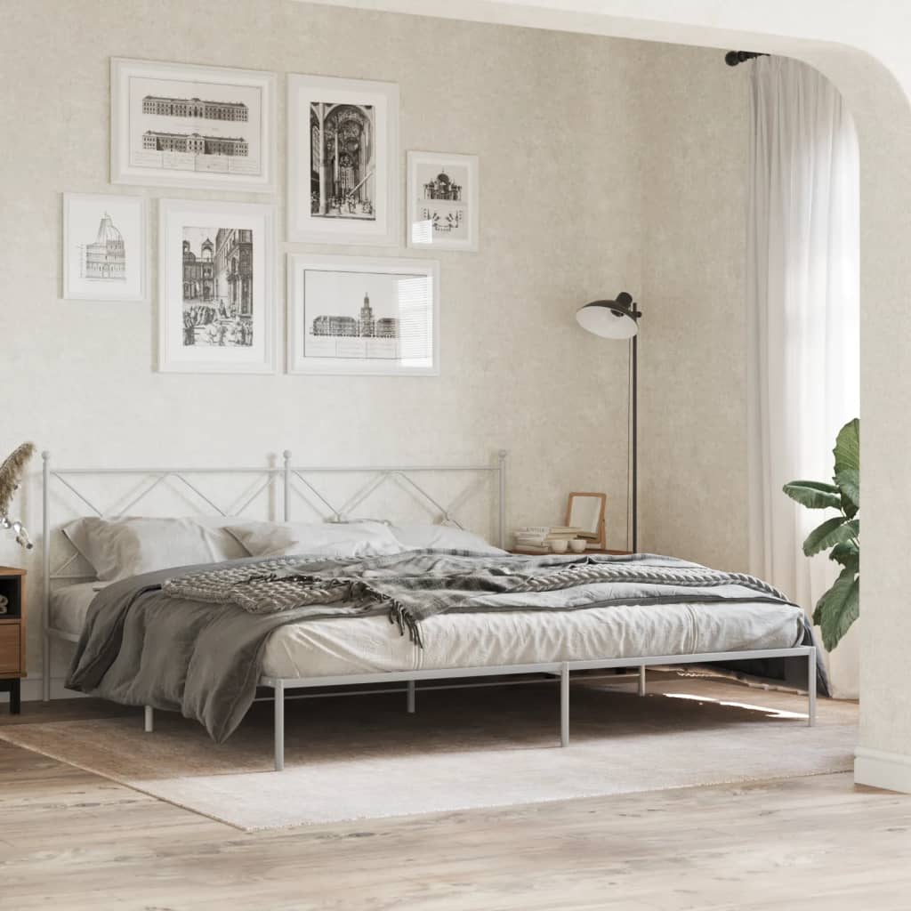 Bed Frame | White | Powder-Coated Steel | Double | Bed Frame