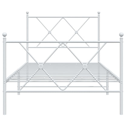Metal Bed Frame without Mattress with Footboard White 90x190cm