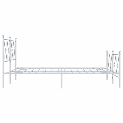 Metal Bed Frame without Mattress with Footboard White 140x200cm