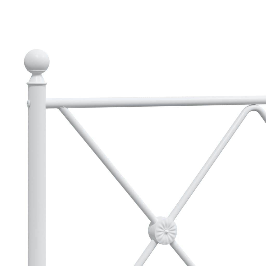 Metal Bed Frame without Mattress with Footboard White 150x200cm
