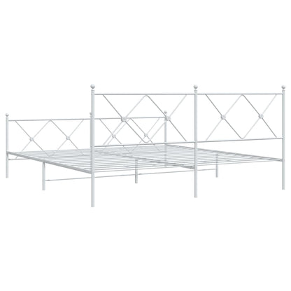 Metal Bed Frame without Mattress with Footboard White 183x213cm