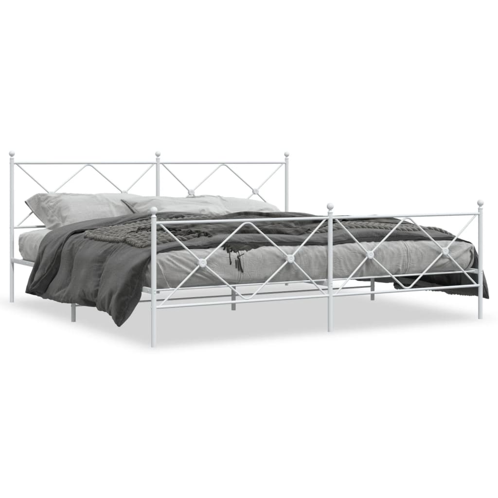 Bed Frame | White | Steel | 200x200 cm | Bed Frame | Rectangular