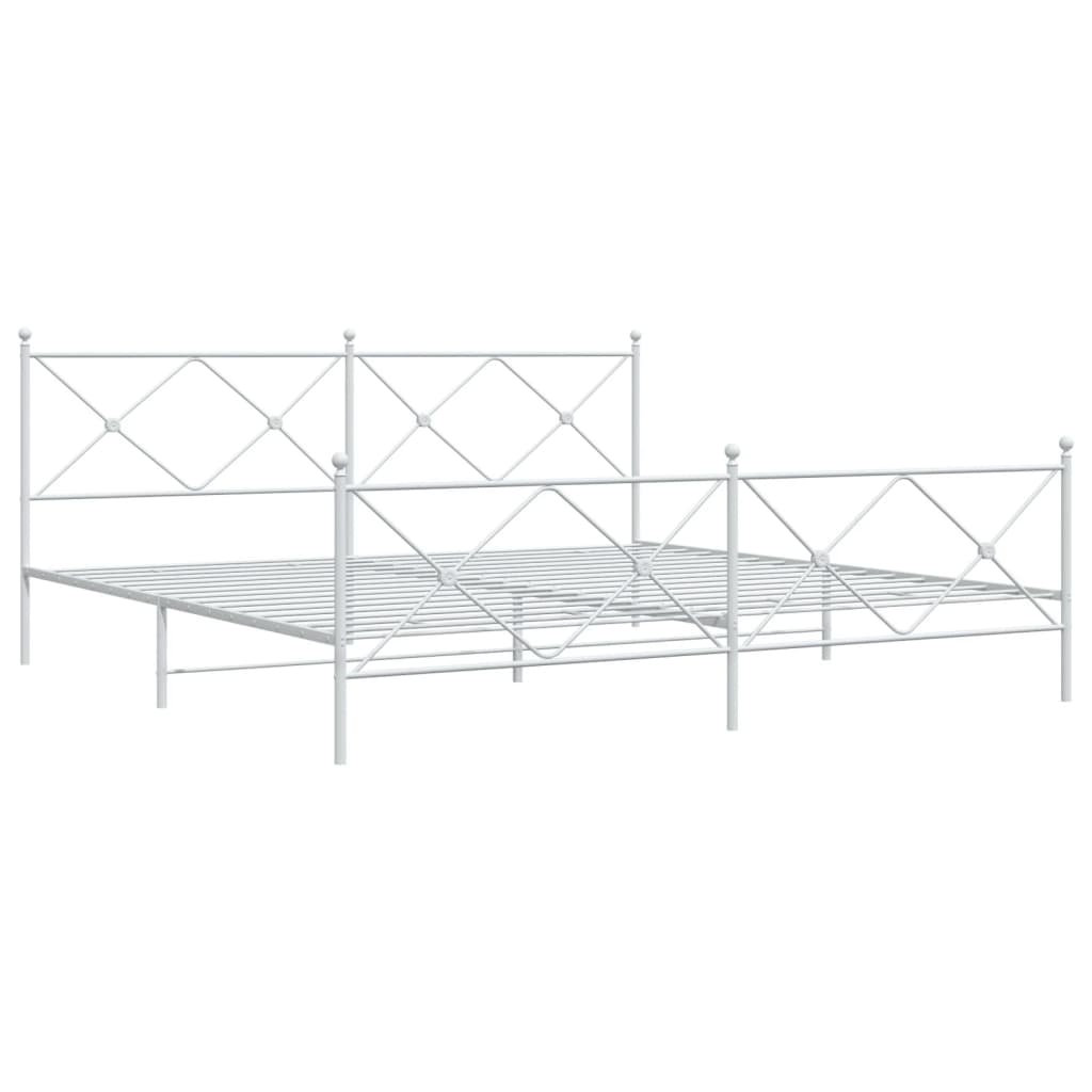 Bed Frame | White | Steel | 200x200 cm | Bed Frame | Rectangular