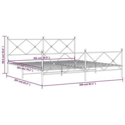 Bed Frame | White | Steel | 200x200 cm | Bed Frame | Rectangular