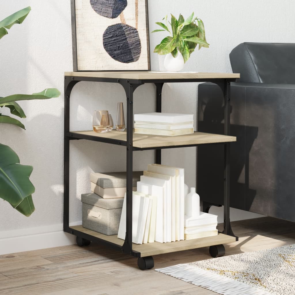 Printer Stand 3-Tier Sonoma Oak 43x48x64 cm Engineered Wood