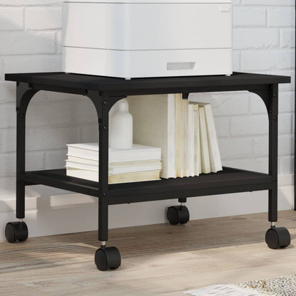 Printer Stand 2-Tier Black 50x40x38 cm Engineered Wood