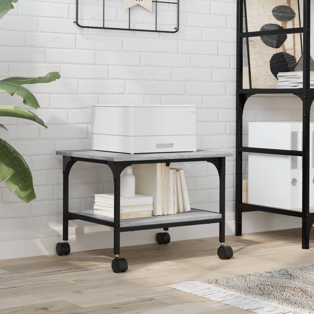 Printer Stand 2-Tier Grey Sonoma 50x40x38 cm Engineered Wood