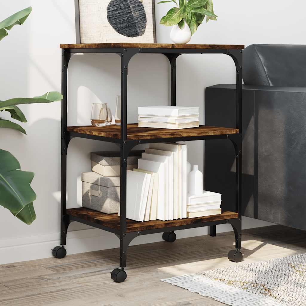 Printer Stand 3-Tier Smoked Oak 50x41x75 cm Engineered Wood