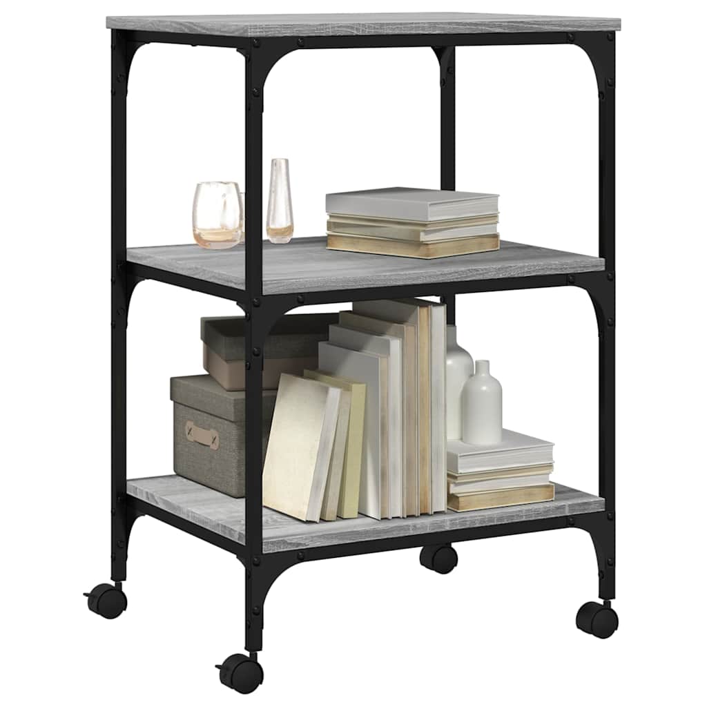 Printer Stand 3-Tier Grey Sonoma 50x41x75 cm Engineered Wood