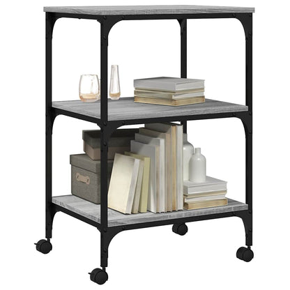 Printer Stand 3-Tier Grey Sonoma 50x41x75 cm Engineered Wood