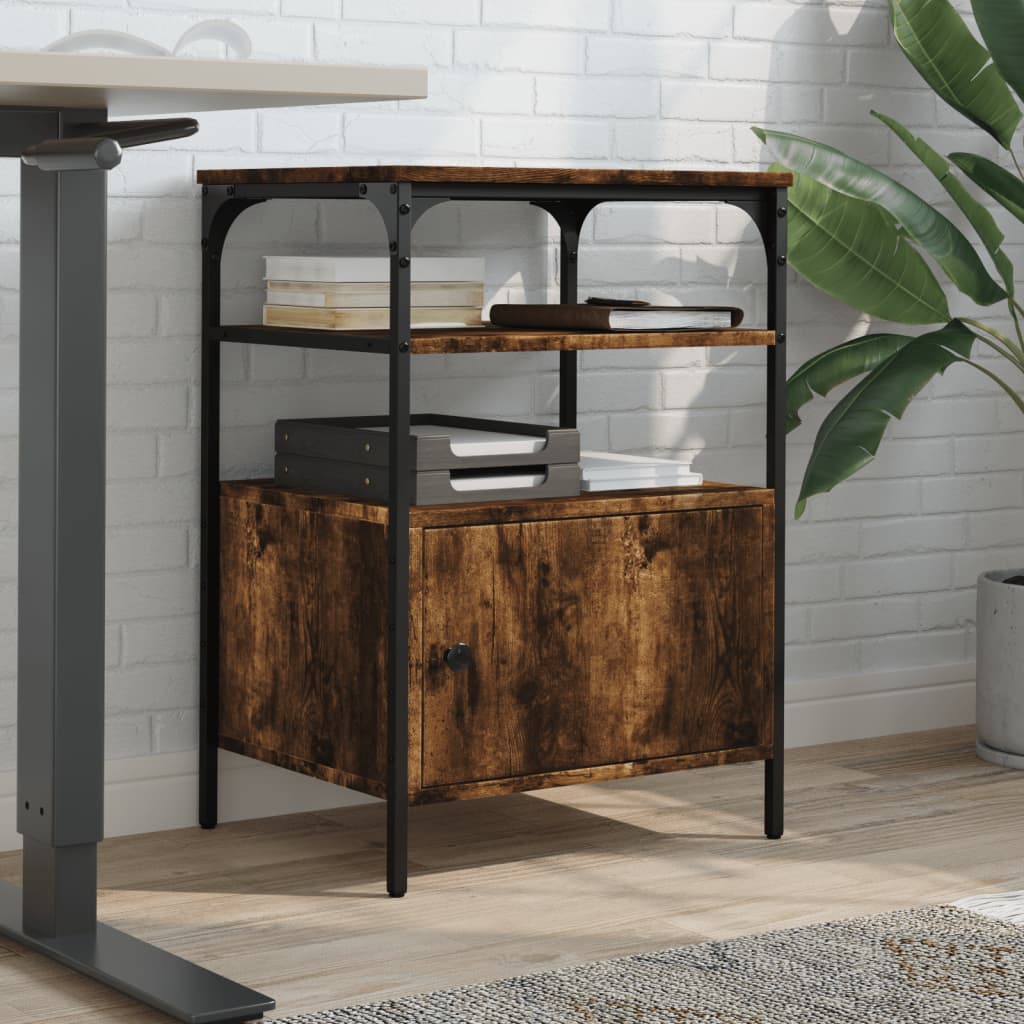 Printer Stand 3-Tier Smoked Oak 50x40x76 cm Engineered Wood