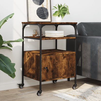 Printer Stand 3-Tier Smoked Oak 50x40x76 cm Engineered Wood