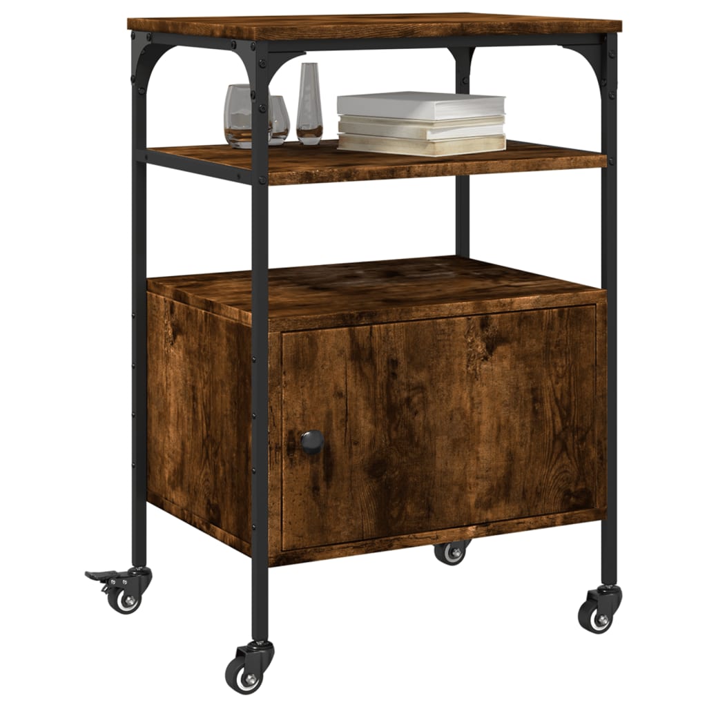 Printer Stand 3-Tier Smoked Oak 50x40x76 cm Engineered Wood