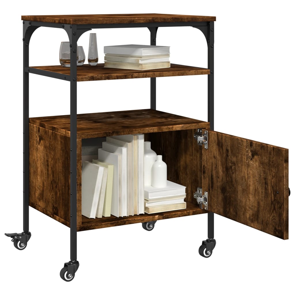 Printer Stand 3-Tier Smoked Oak 50x40x76 cm Engineered Wood