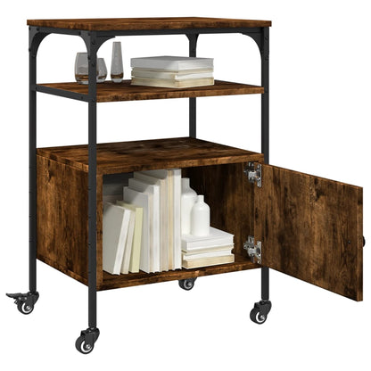 Printer Stand 3-Tier Smoked Oak 50x40x76 cm Engineered Wood