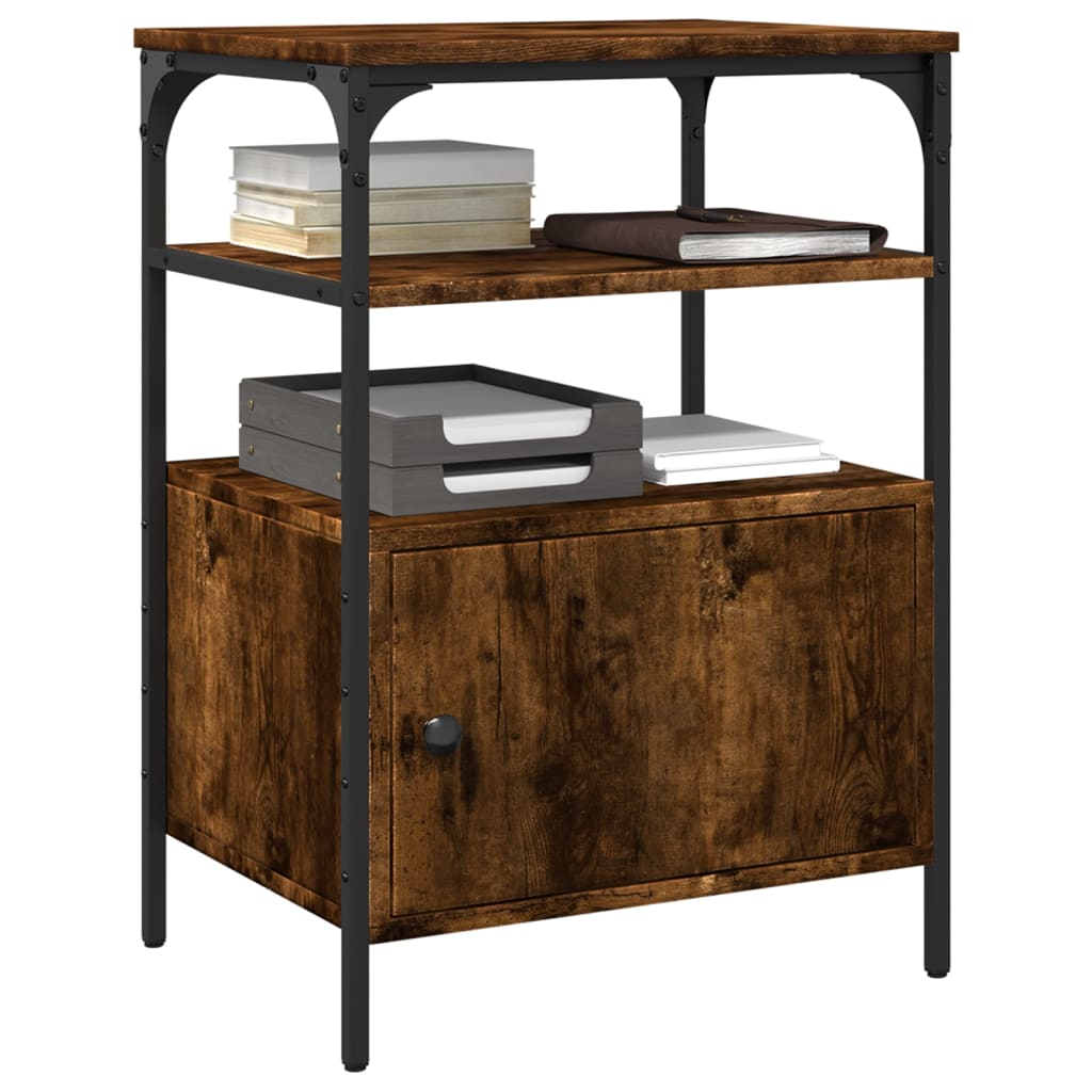 Printer Stand 3-Tier Smoked Oak 50x40x76 cm Engineered Wood