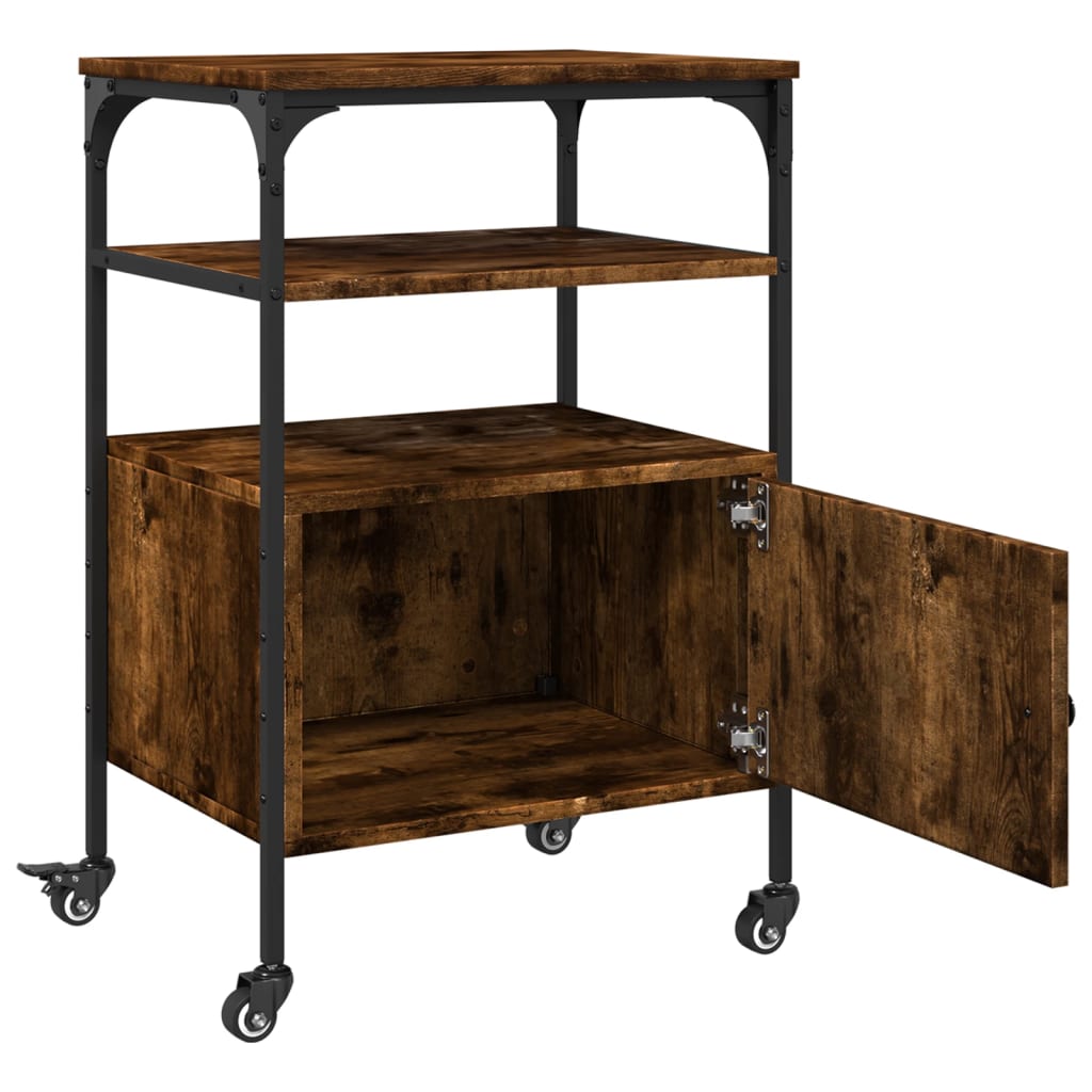 Printer Stand 3-Tier Smoked Oak 50x40x76 cm Engineered Wood