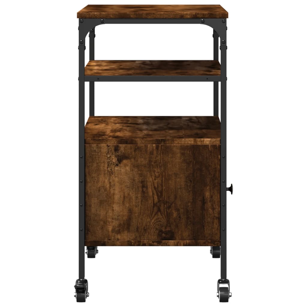 Printer Stand 3-Tier Smoked Oak 50x40x76 cm Engineered Wood