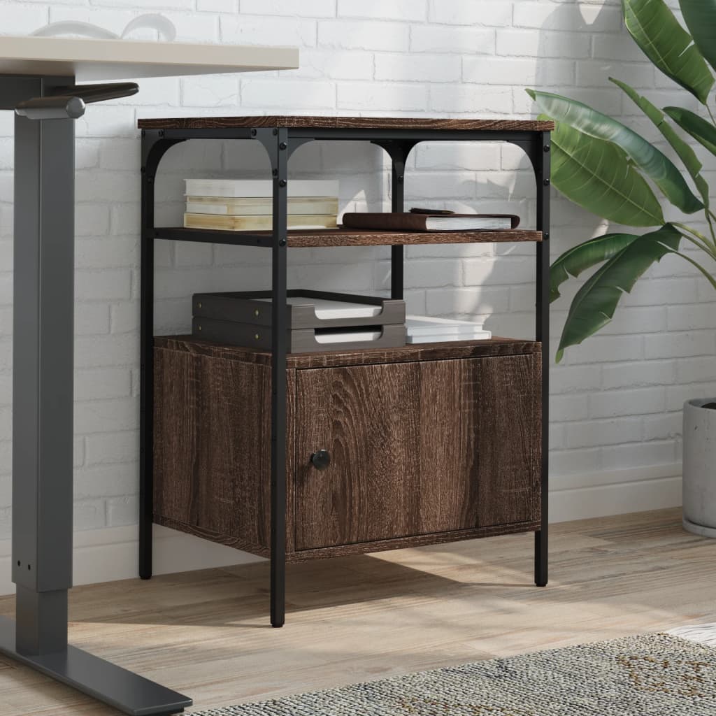 Printer Stand 3-Tier Brown Oak 50x40x76 cm Engineered Wood