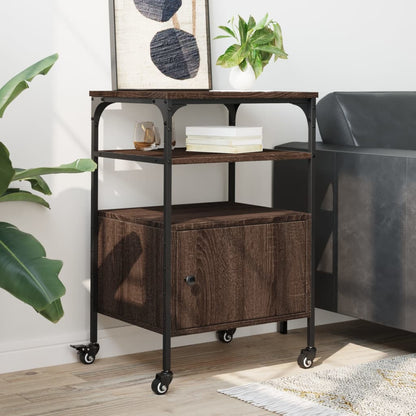 Printer Stand 3-Tier Brown Oak 50x40x76 cm Engineered Wood