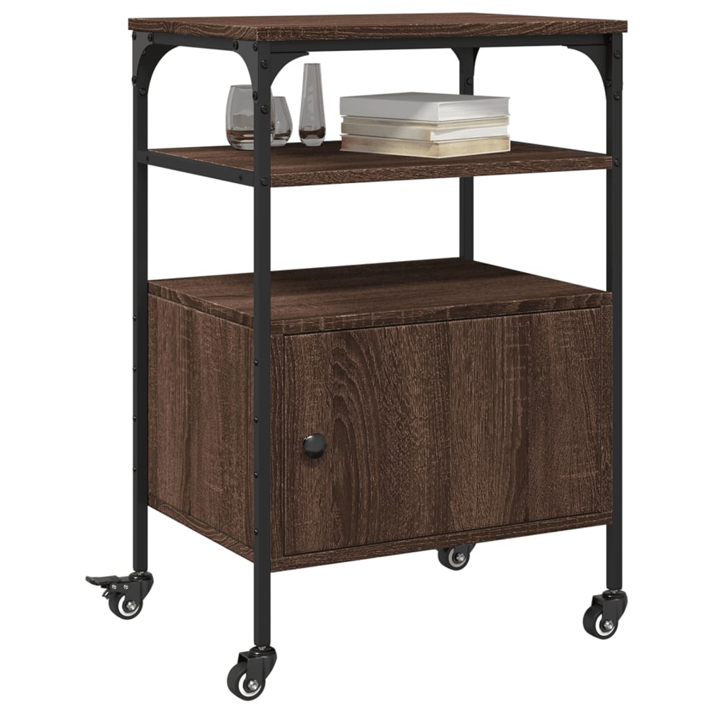 Printer Stand 3-Tier Brown Oak 50x40x76 cm Engineered Wood