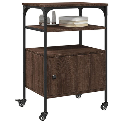 Printer Stand 3-Tier Brown Oak 50x40x76 cm Engineered Wood