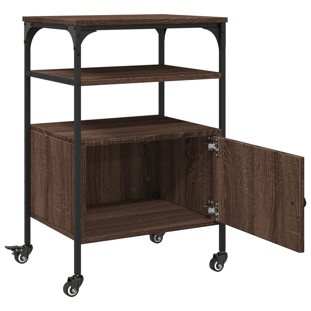 Printer Stand 3-Tier Brown Oak 50x40x76 cm Engineered Wood
